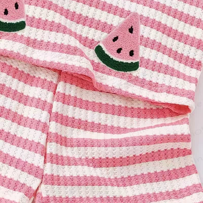2-teiliges Set für Baby und Mädchen : Tanktop und Shorts in Waffel mit Wassermelonenmuster - image 4