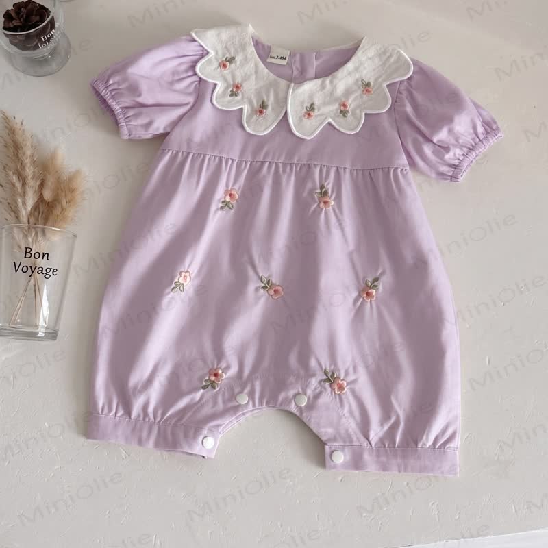 Baby Mädchen Strampler „Fliederblüte“ mit Gestickt Strampler - image 1