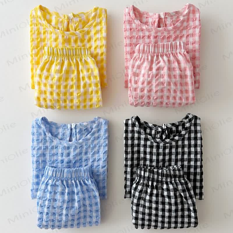 2-teiliges Set aus Gingham Tanktop und Shorts aus Gaze für Kleinkind - image 1