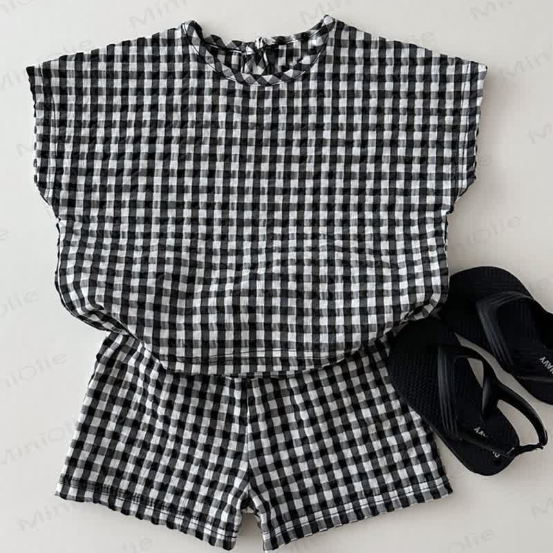 2-teiliges Set aus Gingham Tanktop und Shorts aus Gaze für Kleinkind - Schwarz - 6-7J - image 5