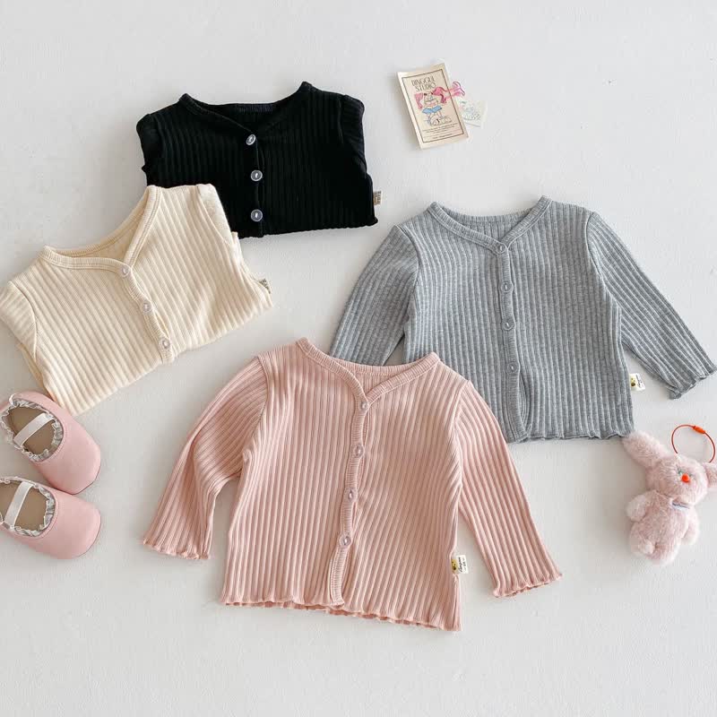 Baby Kleinkind -Mädchen Strickjacke, Einfarbig, mit Knopfleiste vorne - image 1