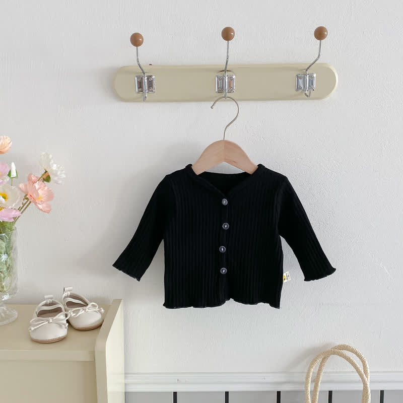 Baby Kleinkind -Mädchen Strickjacke, Einfarbig, mit Knopfleiste vorne - Schwarz - 3-4J - image 2