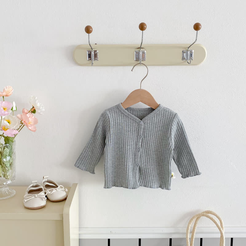 Baby Kleinkind -Mädchen Strickjacke, Einfarbig, mit Knopfleiste vorne - Grau - 3-4J - image 3