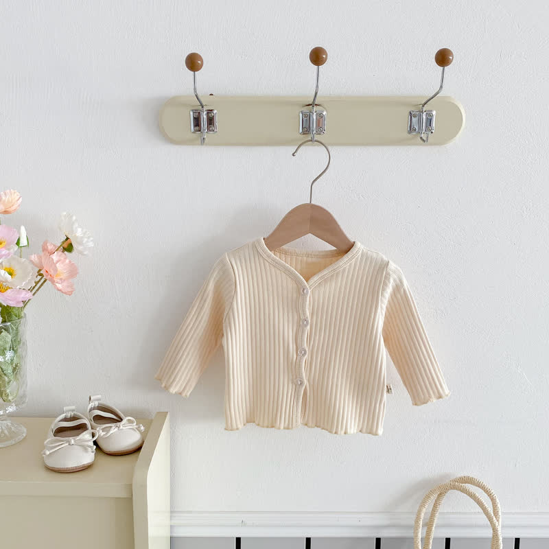 Baby Kleinkind -Mädchen Strickjacke, Einfarbig, mit Knopfleiste vorne - Beige - 3-4J - image 4