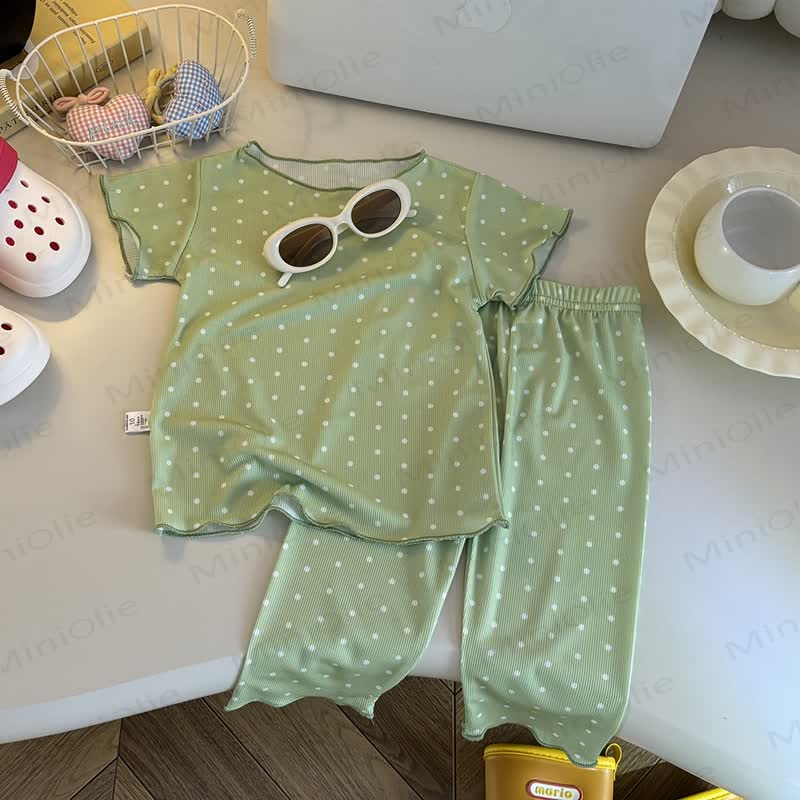 Kleinkind Set aus weichem Streifen- T-Stück und Hose , 2-teilig - Grün - 8-9J - image 2