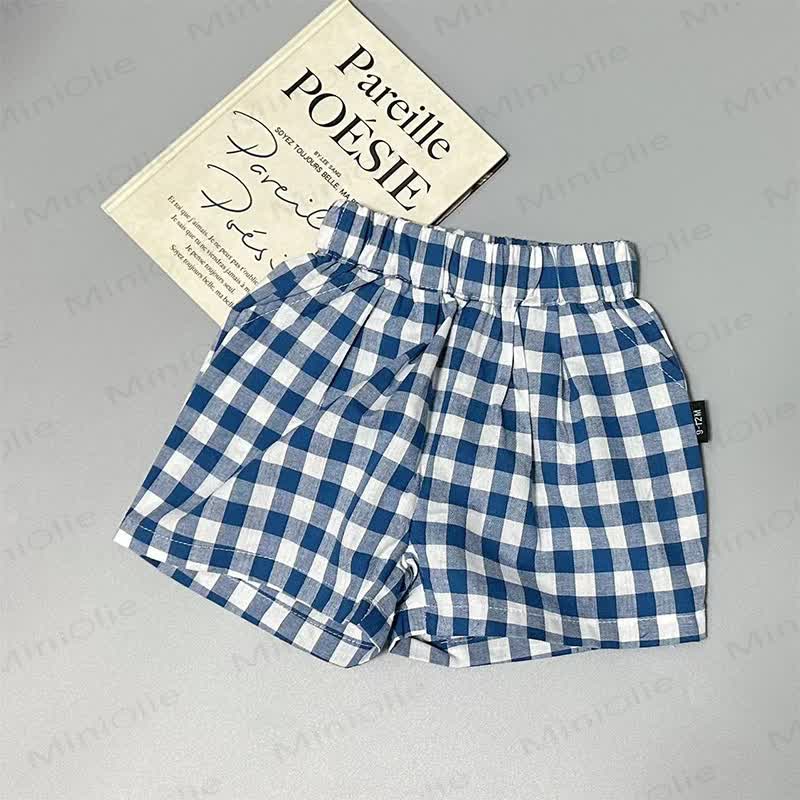 Weißes Tanktop mit Baseballprint für Baby und Kleinkind oder Blau Plaid Shorts - Blau - 4-5J - image 3