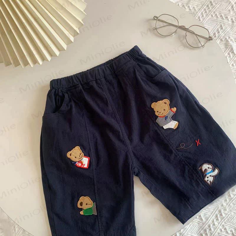 Shorts für Tier (Kleinkind-Jungen) mit Tierstickerei - Marineblau - 4-5J - image 2