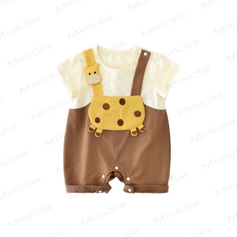 Baby Jungen -Strampler mit Giraffenapplikation und kurzen Strampler - Beige - 18-24M - image 2