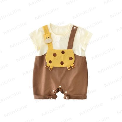Baby Jungen -Strampler mit Giraffenapplikation und kurzen Strampler - Beige - 18-24M - image 2