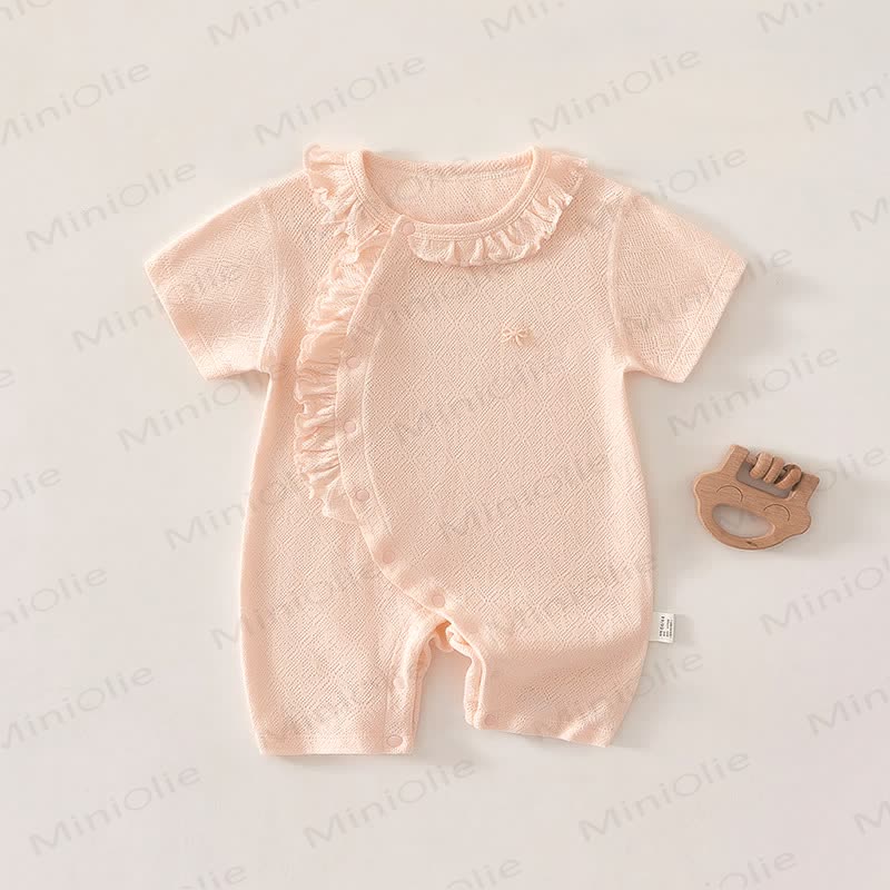 Baby -Strampler mit Rüschenkragen, strukturiertem Stricken und kurzen Strampler - Orange - 18-24M - image 4