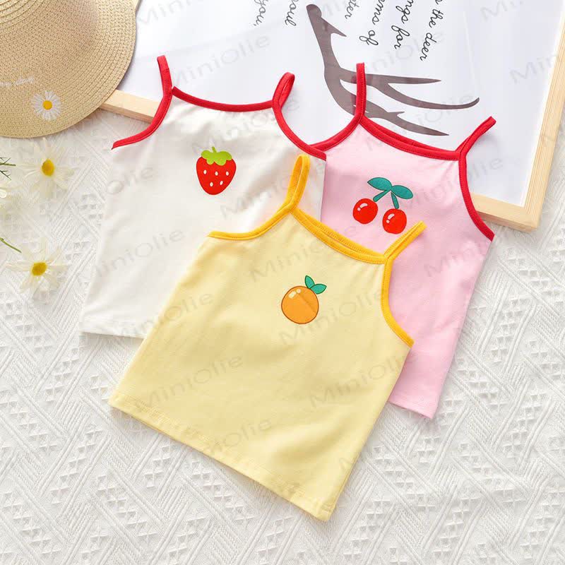 Baumwoll-Cami Spitze für Kleinkind-Mädchen mit kontrastfarbenem Obst - image 1
