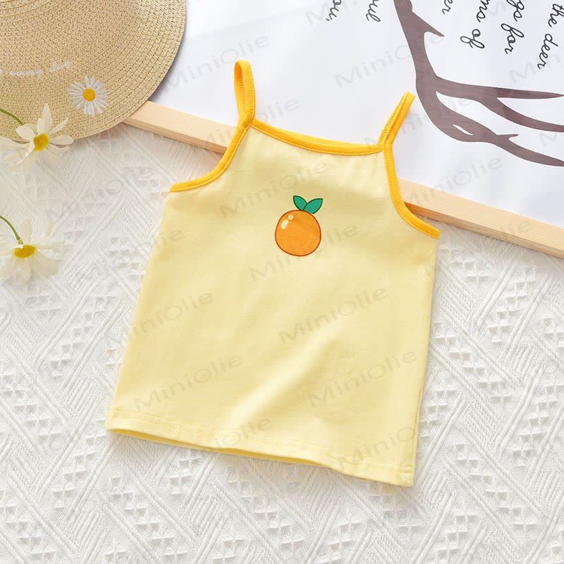 Baumwoll-Cami Spitze für Kleinkind-Mädchen mit kontrastfarbenem Obst - Gelb - 6-7J - image 4