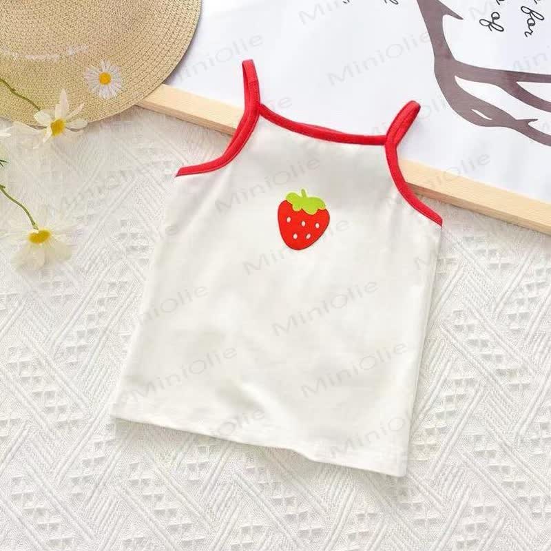 Baumwoll-Cami Spitze für Kleinkind-Mädchen mit kontrastfarbenem Obst - Weiß - 6-7J - image 2