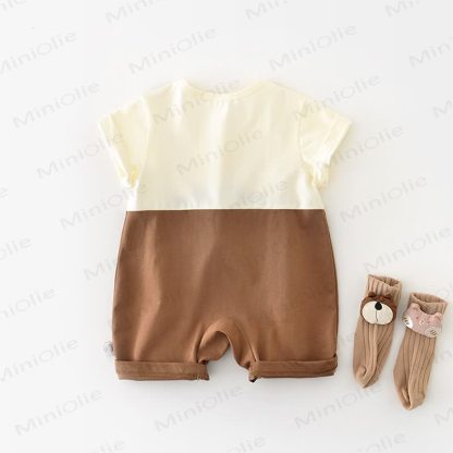 Baby Jungen -Strampler mit Giraffenapplikation und kurzen Strampler - image 3