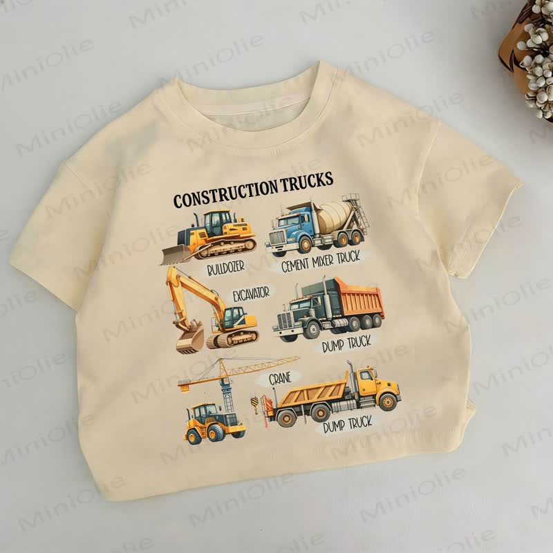 Baufahrzeuge Auto -Print Kleinkind-Jungen T-Shirt Khaki - Khaki - 6-7J - image 1