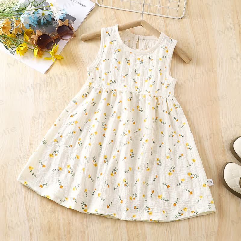 Kleid aus der Blumen für Kinder-Mädchen - Beige Blume - 10-11J - image 2