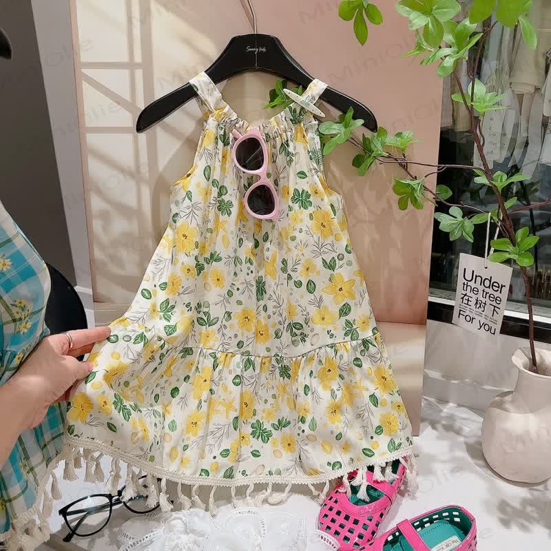 Patchwork-Quasten-ärmelloses Kleid für Kinder-Mädchen - Grün - 12-13J - image 8