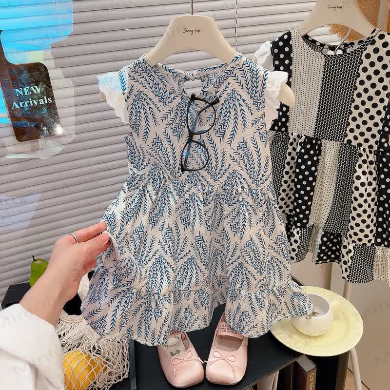 Kleid für Kind und Mädchen mit Rüschenärmeln - Blau - 12-13J - image 4