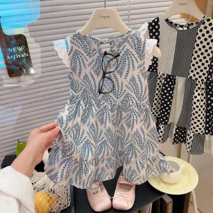 Kleid für Kind und Mädchen mit Rüschenärmeln - Blau - 12-13J - image 4