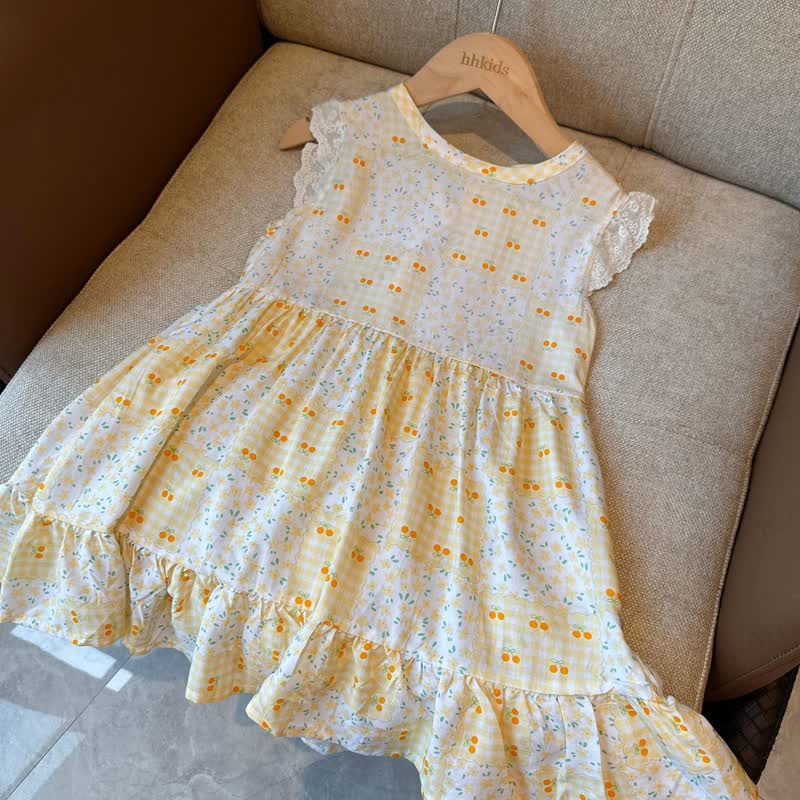 Kleid für Kind und Mädchen mit Rüschenärmeln - Gelb - 12-13J - image 7