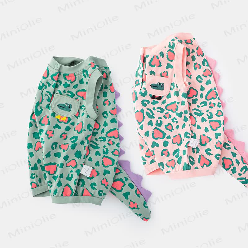 Ärmelloser Baby Strampler mit Leoparden- und Dinosaurier -Print - image 1
