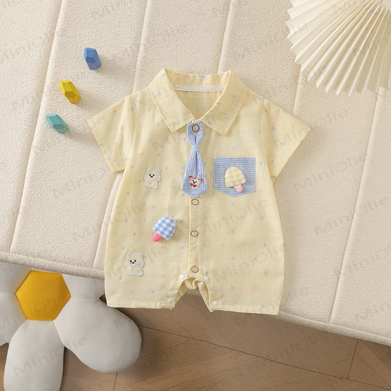 Baby Bär mit Tasche, Bindekragen und kurzen Strampler - Gelb - 2-3J - image 3