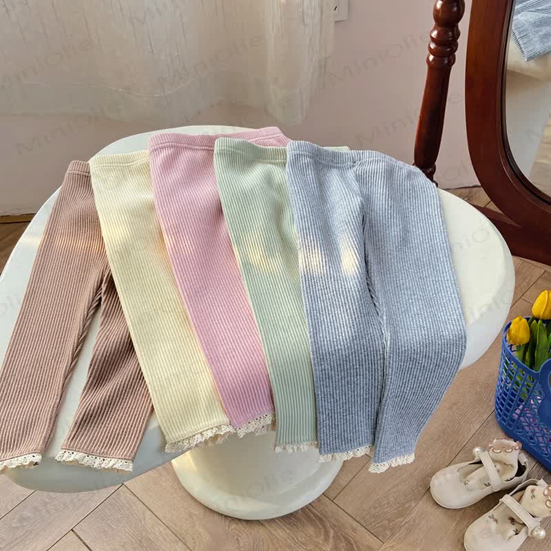 Gamaschen für Kleinkind-Mädchen mit Gerippt Lace - image 1