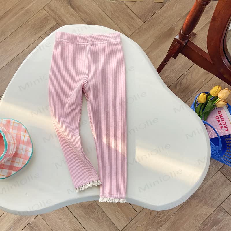 Gamaschen für Kleinkind-Mädchen mit Gerippt Lace - Rosa - 8-9J - image 2