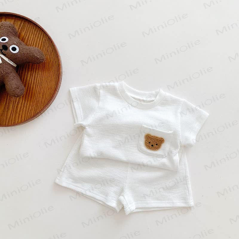 Kleinkind- Set aus Waffel - T-Shirt und Shorts mit Kleinkind - Weiß - 6-7J - image 2
