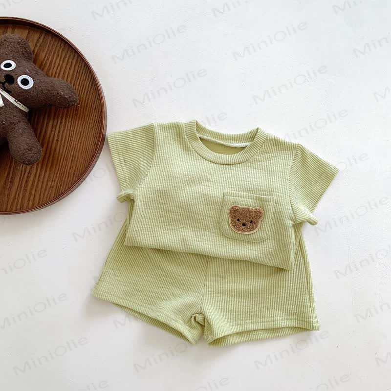 Kleinkind- Set aus Waffel - T-Shirt und Shorts mit Kleinkind - Grün - 6-7J - image 4