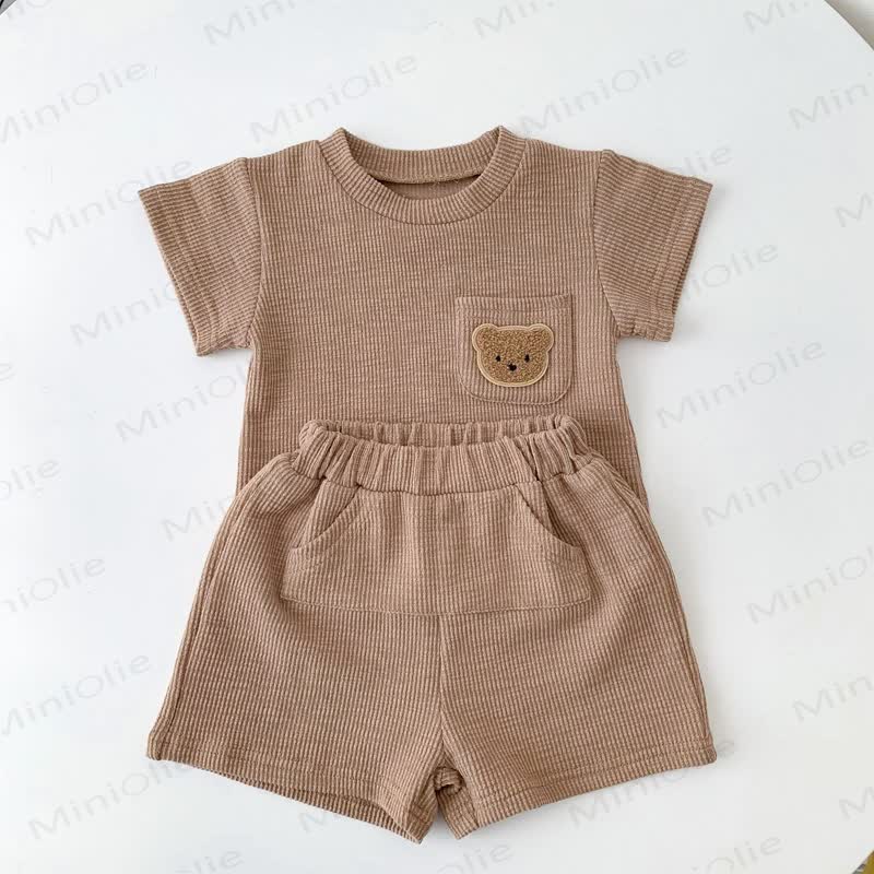 Kleinkind- Set aus Waffel - T-Shirt und Shorts mit Kleinkind - Braun - 6-7J - image 5