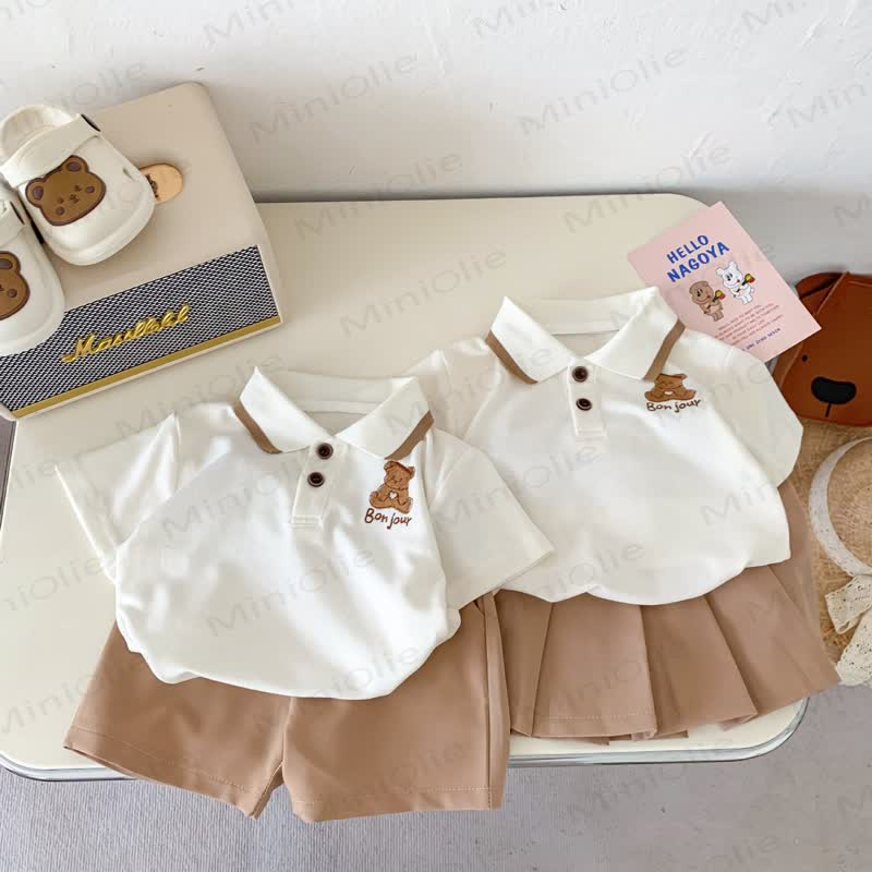 2-teiliges Set aus Poloshirt, Shorts oder Rock mit Baby - Gestickt - image 1