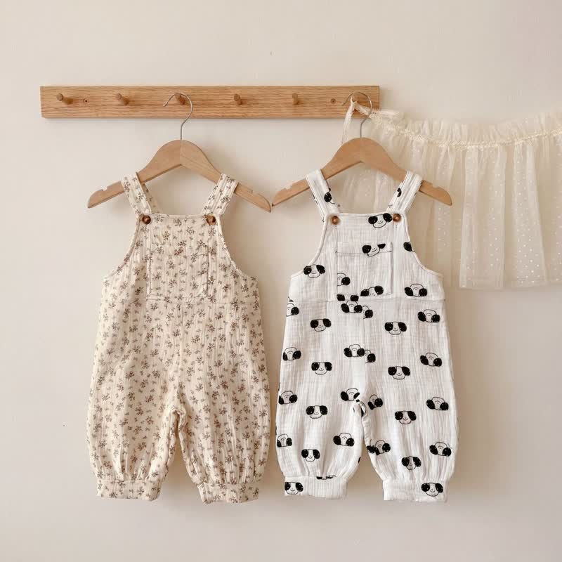 Overalls mit Blumen und Welpenmotiv für Baby und Kleinkind - image 1