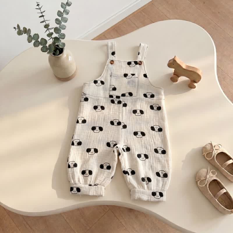 Overalls mit Blumen und Welpenmotiv für Baby und Kleinkind - Weißer Welpe - 3-4J - image 4