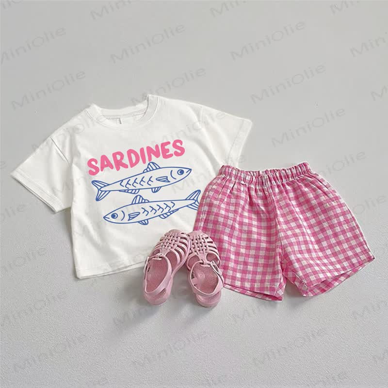 SARDINES Baby Kurzarm- und Plaid 2 - teiliges Set - Weiß & Rosa - 3-5J - image 1