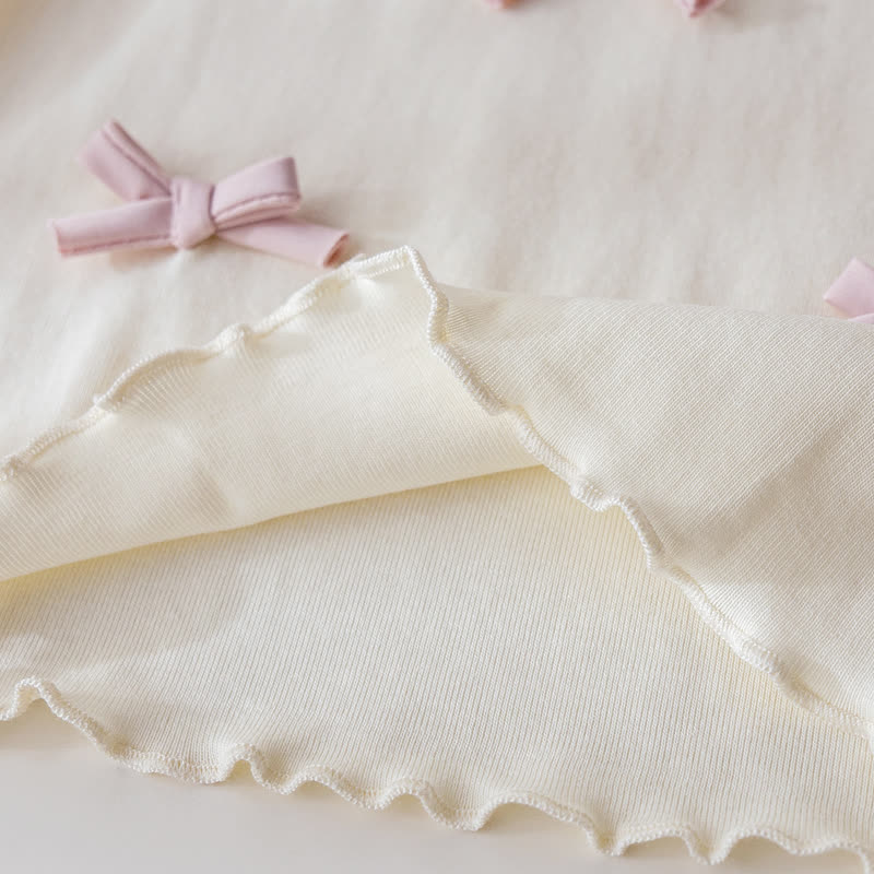 2-teiliges Set für Kleinkind : Weiß-rosa Schleife T-Stück und Gingham Hose - image 7