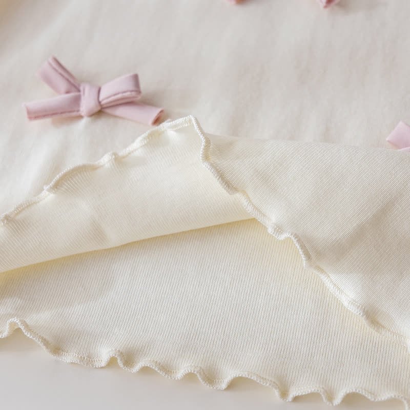 2-teiliges Set für Kleinkind : Weiß-rosa Schleife T-Stück und Gingham Hose - image 7