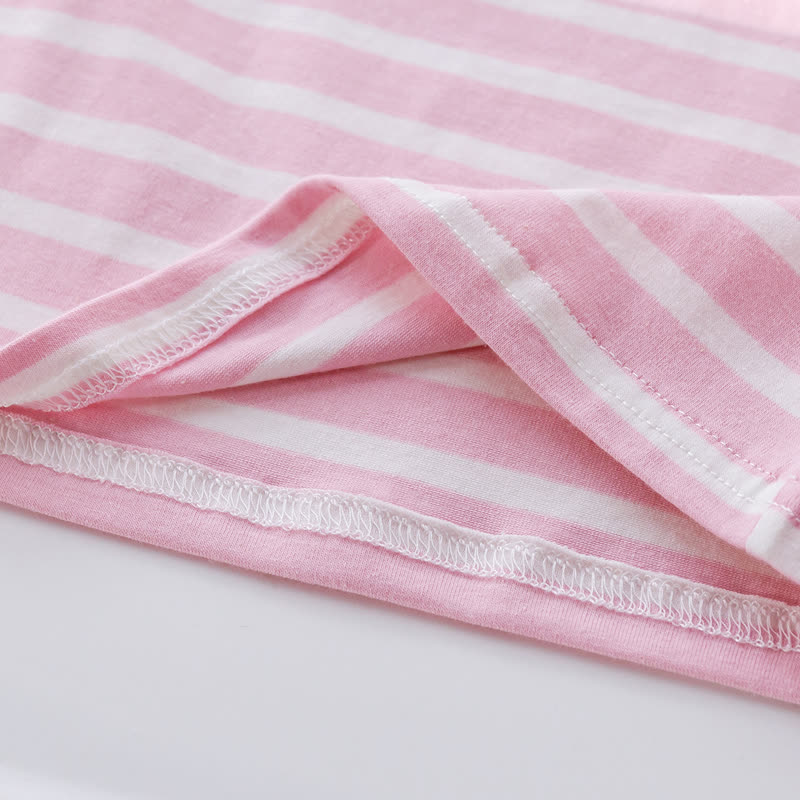 Zweiteiliges Set für Baby und Babys: Rosa Streifen Spitze und Rock mit Puffärmeln, Rosa Herz - image 7
