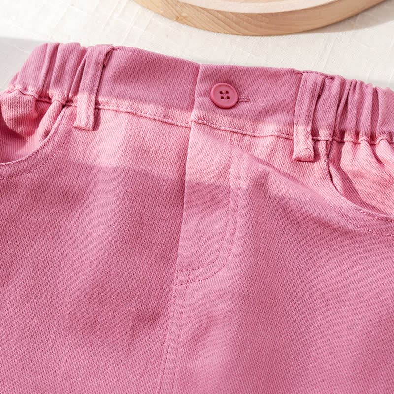 Zweiteiliges Set für Baby und Babys: Rosa Streifen Spitze und Rock mit Puffärmeln, Rosa Herz - image 10