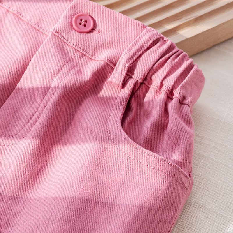 Zweiteiliges Set für Baby und Babys: Rosa Streifen Spitze und Rock mit Puffärmeln, Rosa Herz - image 11