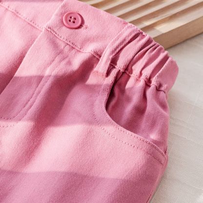 Zweiteiliges Set für Baby und Babys: Rosa Streifen Spitze und Rock mit Puffärmeln, Rosa Herz - image 11