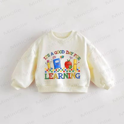 IT'S A GOOD DAY FOR LEARNING Baby Kleinkind Creme Sweatshirt - Creme - 3-5J - image 1