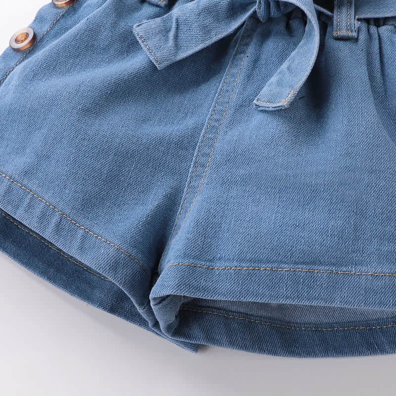 Zweiteiliges Set für Baby und Babys : Ärmelloses One-Shoulder Spitze und Denim - image 11