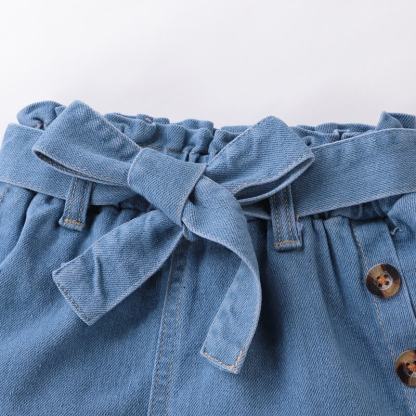 Zweiteiliges Set für Baby und Babys : Ärmelloses One-Shoulder Spitze und Denim - image 10