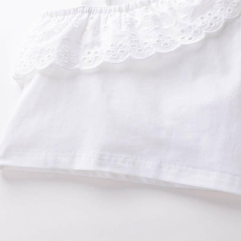 Zweiteiliges Set für Baby und Babys : Ärmelloses One-Shoulder Spitze und Denim - image 7