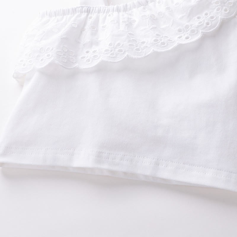 Zweiteiliges Set für Baby und Babys : Ärmelloses One-Shoulder Spitze und Denim - image 7