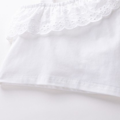 Zweiteiliges Set für Baby und Babys : Ärmelloses One-Shoulder Spitze und Denim - image 7