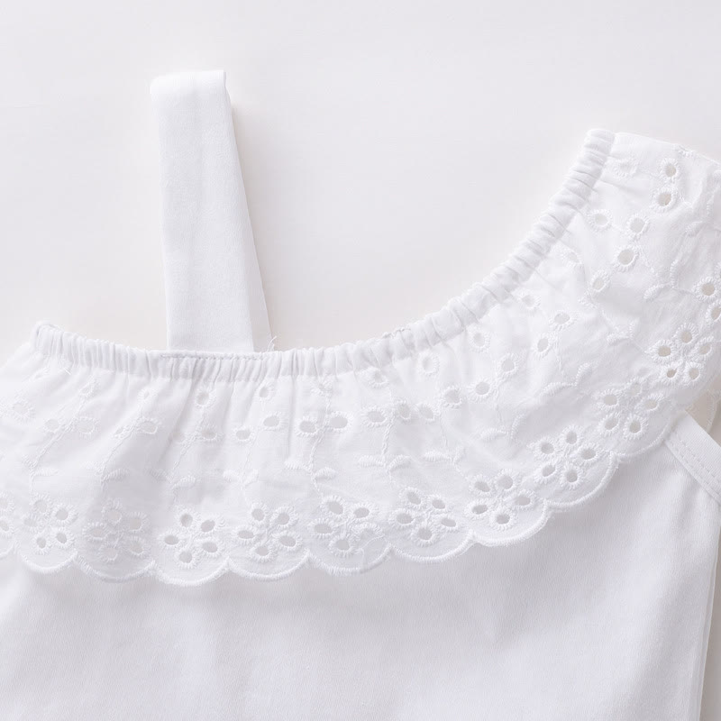 Zweiteiliges Set für Baby und Babys : Ärmelloses One-Shoulder Spitze und Denim - image 6