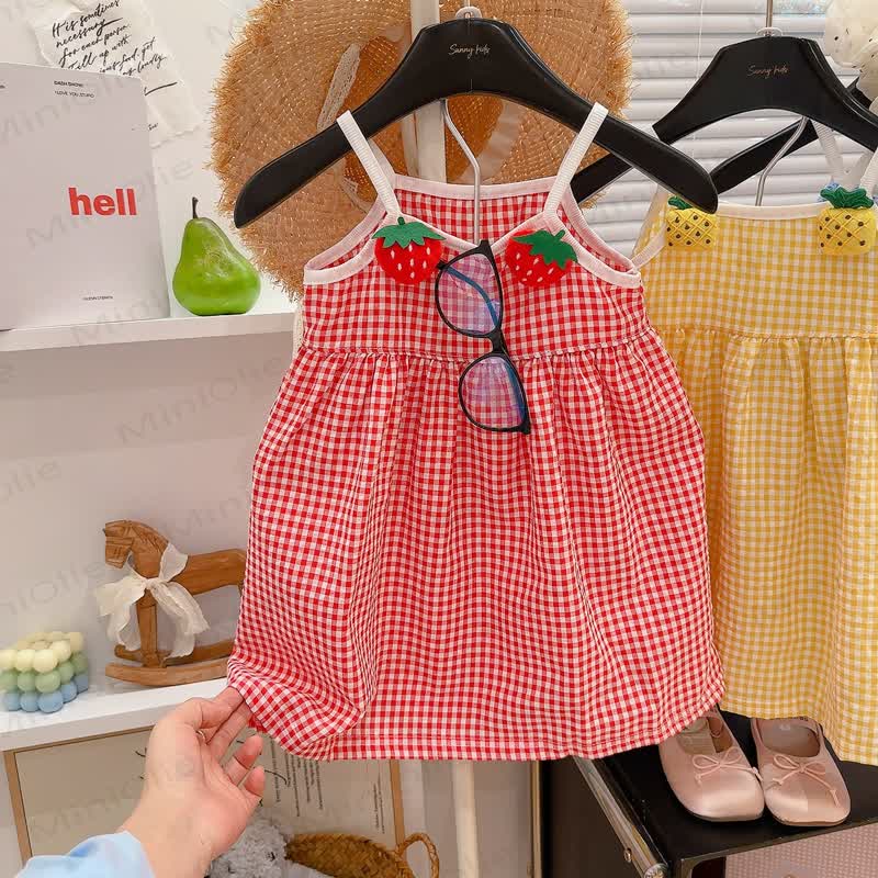 Mädchen Kleinkind mit Obst Gingham - Kleid - Rot - 8-9J - image 2