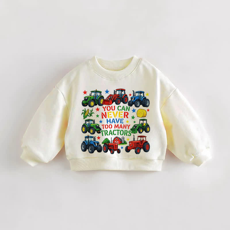 YOU CAN NEVER HAVE TOO MANY TRACTORS – Baby Kleinkind Slogan, cremefarbenes Sweatshirt - Creme - 3-5J - image 1